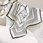 [ Minimalist Abstract Geometric Lines ] 100% Real Silk Bandana 70x70cm – Premium 33g Mulberry Silk Square Scarf
