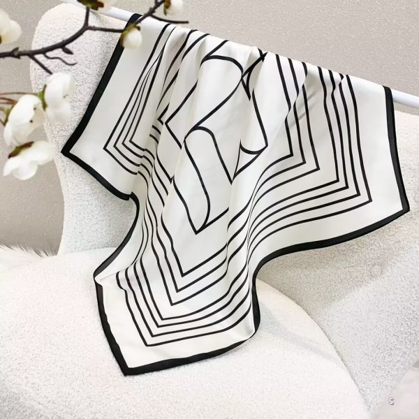 [ Minimalist Abstract Geometric Lines ] 100% Real Silk Bandana 70x70cm – Premium 33g Mulberry Silk Square Scarf