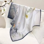 [ Zen Ink Sado Spring River Koi ] 100% Real Silk Bandana 70x70cm – Premium 33g Mulberry Silk Square Scarf