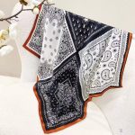 [ Classic Four-Grid Paisley Bandana ] 100% Real Silk Bandana 70x70cm – Premium 33g Mulberry Silk Square Scarf