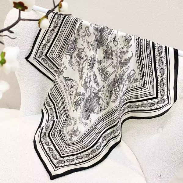 [ Vintage Maritime Mythos Paisley ] 100% Real Silk Bandana 70x70cm – Premium 33g Mulberry Silk Square Scarf