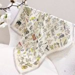 [ Retro Whimsical Comic Strip Doodle ] 100% Real Silk Bandana 70x70cm – Premium 33g Mulberry Silk Square Scarf