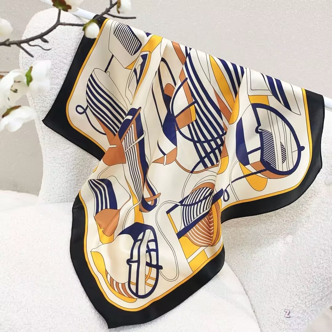 [ Modernist Abstract Geometric Sails ] 100% Real Silk Bandana 70x70cm – Premium 33g Mulberry Silk Square Scarf