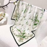 [ French Lily of the Valley Romance ] 100% Real Silk Bandana 70x70cm – Premium 33g Mulberry Silk Square Scarf
