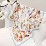 [ Modern Watercolor Brushstrokes & Labels ] 100% Real Silk Bandana 70x70cm – Premium 33g Mulberry Silk Square Scarf