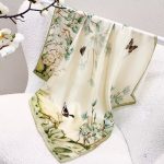 [ Vintage Chinoiserie Flora & Songbird ] 100% Real Silk Bandana 70x70cm – Premium 33g Mulberry Silk Square Scarf