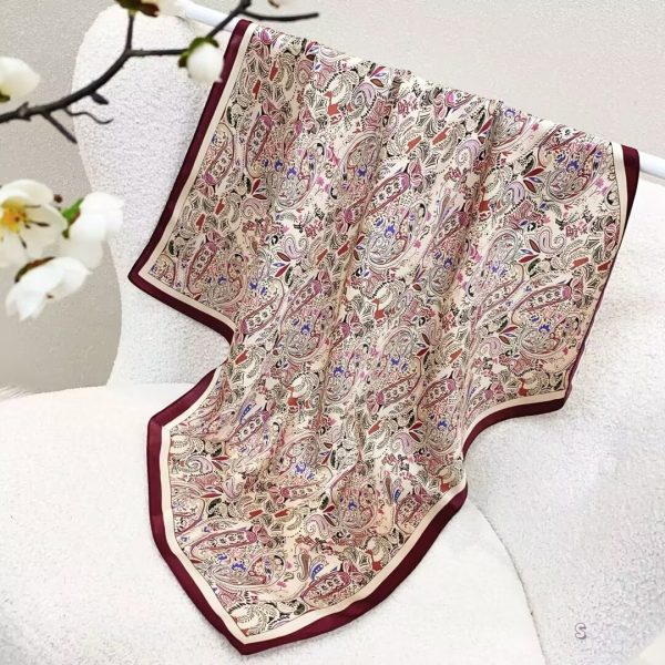 [ Classic Luxury Paisley Motif ] 100% Real Silk Bandana 70x70cm – Premium 33g Mulberry Silk Square Scarf