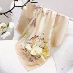 [ French Vintage Peony & Iris ] 100% Real Silk Bandana 70x70cm – Premium 33g Mulberry Silk Square Scarf