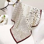[ Modern Polka Dot Matrix & Daisy ] 100% Real Silk Bandana 70x70cm – Premium 33g Mulberry Silk Square Scarf