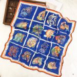 [ French Rococo Courtly Bows ] 100% Real Crepe de Chine Satin Silk Bandana 70x70cm – Heavyweight 50g Square Scarf with Scalloped Lace Border