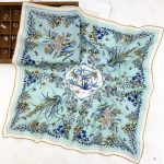 [ French Tropical Palm Oasis ] 100% Real Crepe de Chine Satin Silk Bandana 70x70cm – Heavyweight 50g Square Scarf with Scalloped Lace Border