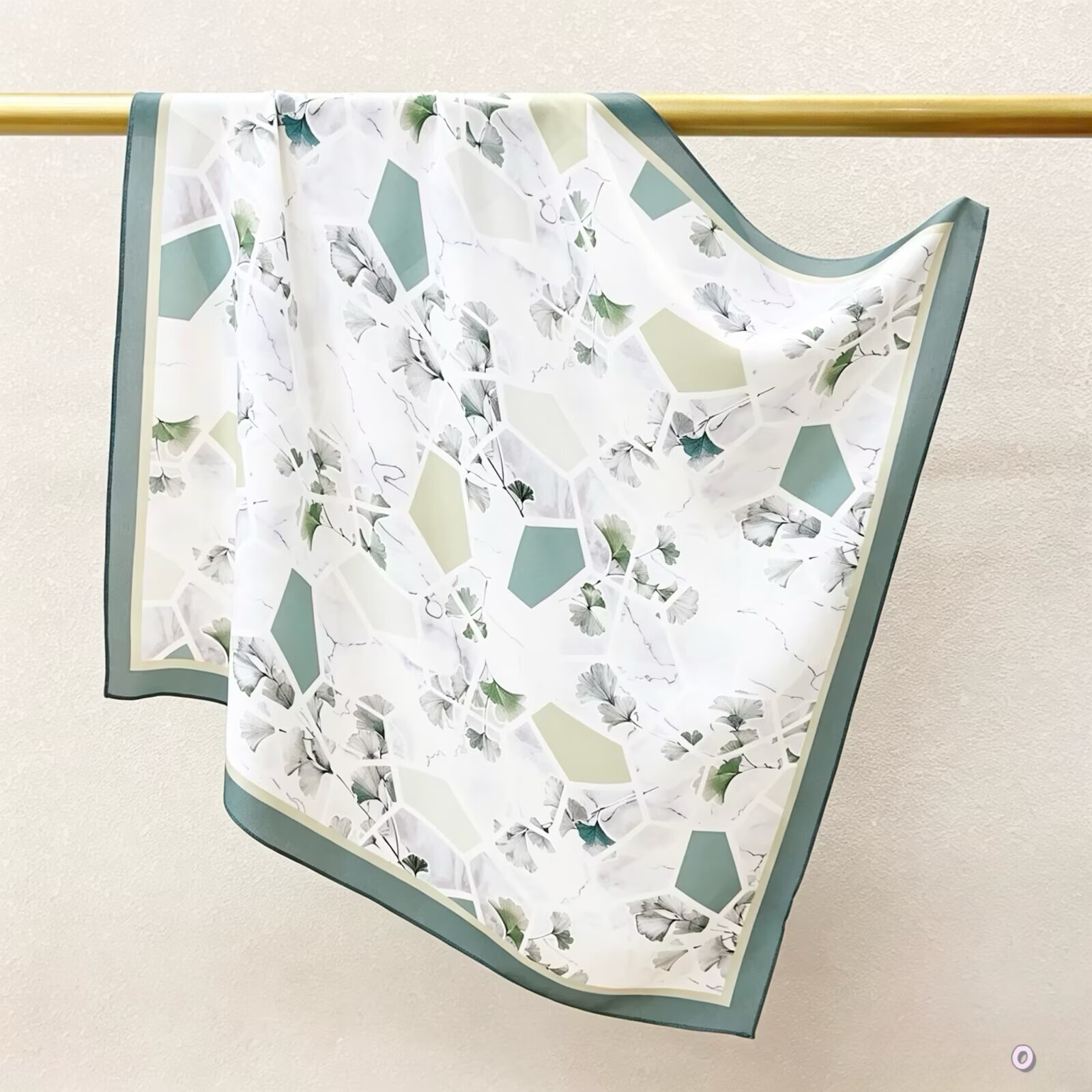 [ Modernist Marble Geometric & Ginkgo ] 100% Real Crepe de Chine Satin Silk Bandana 70x70cm – Heavyweight 35g Square Scarf with Neat Tailored Edges