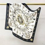 [ French Baroque Royal Keys ] 100% Real Crepe de Chine Satin Silk Bandana 70x70cm – Heavyweight 35g Square Scarf with Neat Tailored Edges