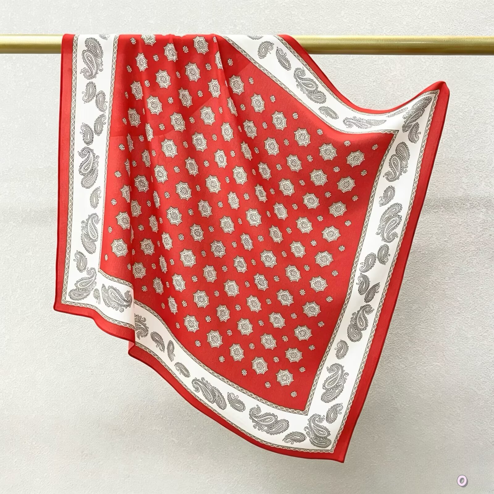[ Classic Heritage Paisley Border ] 100% Real Crepe de Chine Satin Silk Bandana 70x70cm – Heavyweight 35g Square Scarf with Neat Tailored Edges