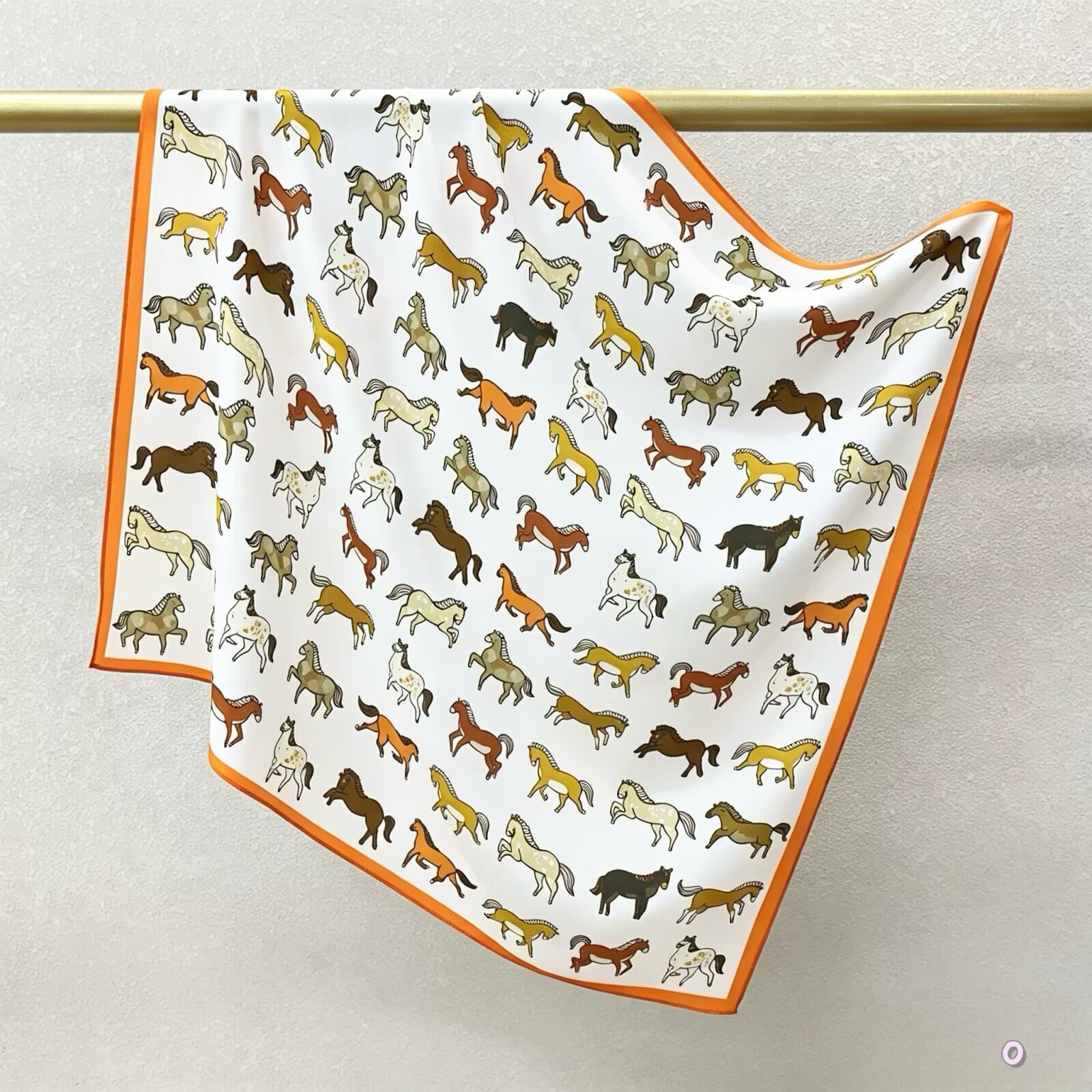 [ Vintage Modernist Horses Matrix ] 100% Real Crepe de Chine Satin Silk Bandana 70x70cm – Heavyweight 35g Square Scarf with Neat Tailored Edges