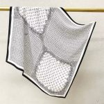 [ Modern Monochrome Paisley Matrix ] 100% Real Crepe de Chine Satin Silk Bandana 70x70cm – Heavyweight 35g Square Scarf with Neat Tailored Edges