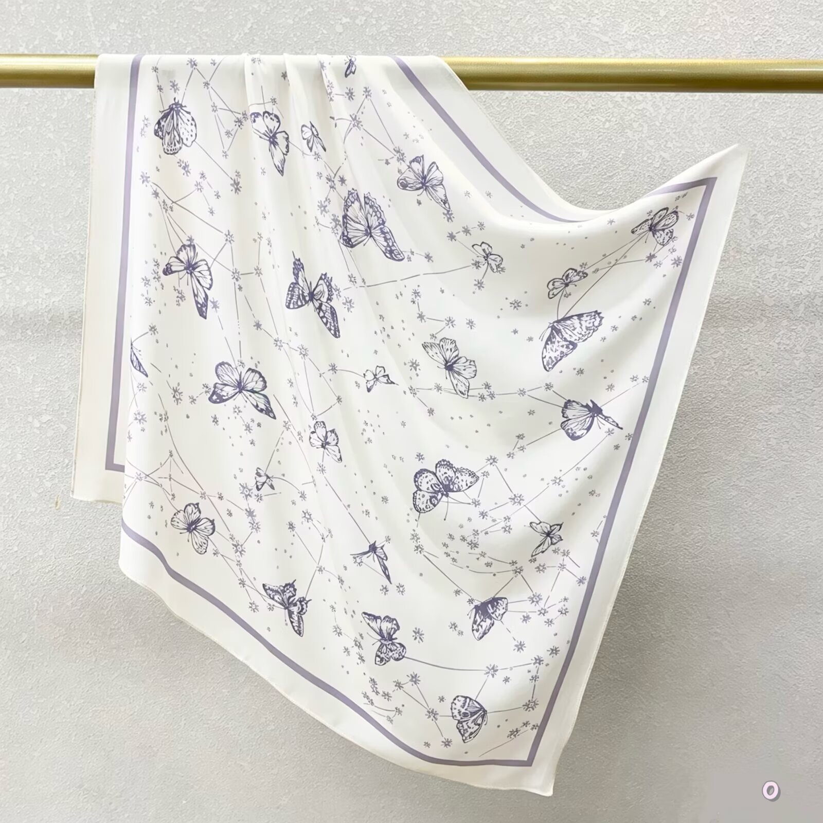 [ Whimsical Celestial Butterfly Constellation ] 100% Real Crepe de Chine Satin Silk Bandana 70x70cm – Heavyweight 35g Square Scarf with Neat Tailored Edges