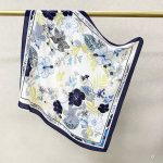 [ French Modernist Botanical Garden ] 100% Real Crepe de Chine Satin Silk Bandana 70x70cm – Heavyweight 35g Square Scarf with Neat Tailored Edges