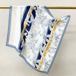 [ Modernist Tropical Palm & Stripes ] 100% Real Crepe de Chine Satin Silk Bandana 70x70cm – Heavyweight 35g Square Scarf with Neat Tailored Edges