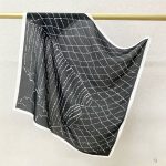 [ Modernist Abstract Grid & Waves ] 100% Real Crepe de Chine Satin Silk Bandana 70x70cm – Heavyweight 35g Square Scarf with Neat Tailored Edges