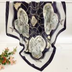 [ Classic Baroque Golden Chains ] 100% Real Silk Crepe Satin 90x90cm – Heavyweight 55g (with Pack) Square Scarf Wholesale
