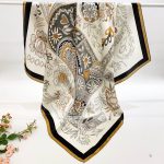 [ Modern Folk Floral & Heart Patchwork ] 100% Real Silk Crepe Satin 90x90cm – Heavyweight 55g (with Pack) Square Scarf Wholesale