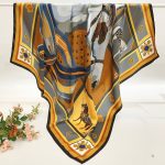 [ Classic Luxury Equestrian Horses ] 100% Real Silk Crepe Satin 90x90cm – Heavyweight 55g (with Pack) Square Scarf Wholesale