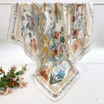 [ Mystical Celestial Castle Garden ] 100% Real Silk Crepe Satin 90x90cm – Heavyweight 55g (with Pack) Square Scarf Wholesale