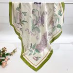 [ French Vintage Perfume & Botanicals ] 100% Real Silk Crepe Satin 90x90cm – Heavyweight 55g (with Pack) Square Scarf Wholesale