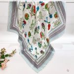 [ French Botanical Specimen Index ] 100% Real Silk Crepe Satin 90x90cm – Heavyweight 55g (with Pack) Square Scarf Wholesale