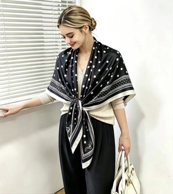 Wholesale Polka Dot 110cm Square Satin Scarves - Factory Direct Bulk Supplier