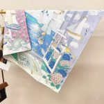 [ Nautical Hydrangea Sailing ] 100% Real Silk Twill 90x90cm - 77g (with Pack) Square Scarf Wholesale