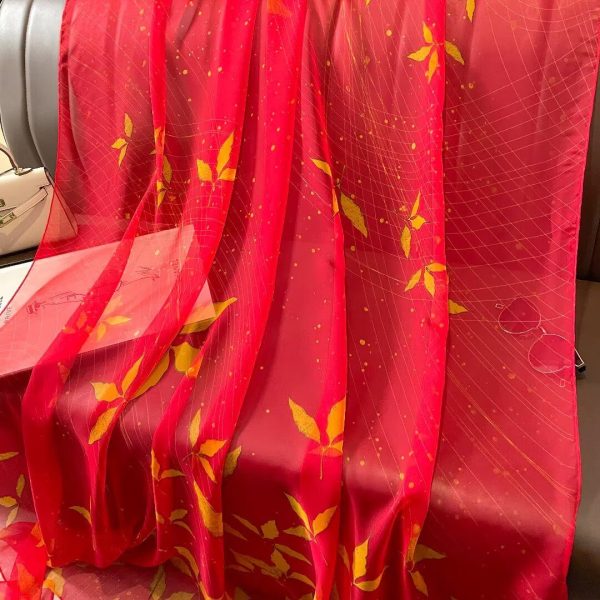 Bulk Sheer Organza Clover Filigree Print Long Scarf | Factory Direct
